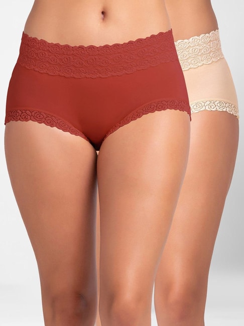 FashionRack Assorted Color Cotton Lace Work Panties - Pack Of 2