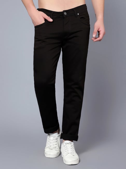 Cantabil Black Regular Fit Lightly Washed Jeans-image-34