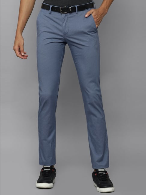 Buy Allen Solly Men Black Slim Fit Solid Casual Trousers online