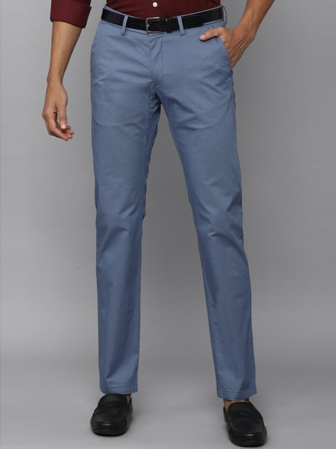 Buy Men Blue Slim Fit Textured Casual Trousers Online - 495120 | Allen Solly