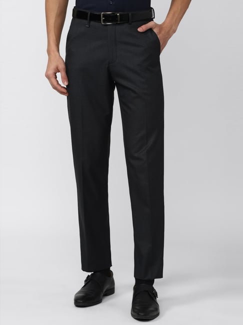 Van Heusen Black Regular Fit Checks Trousers