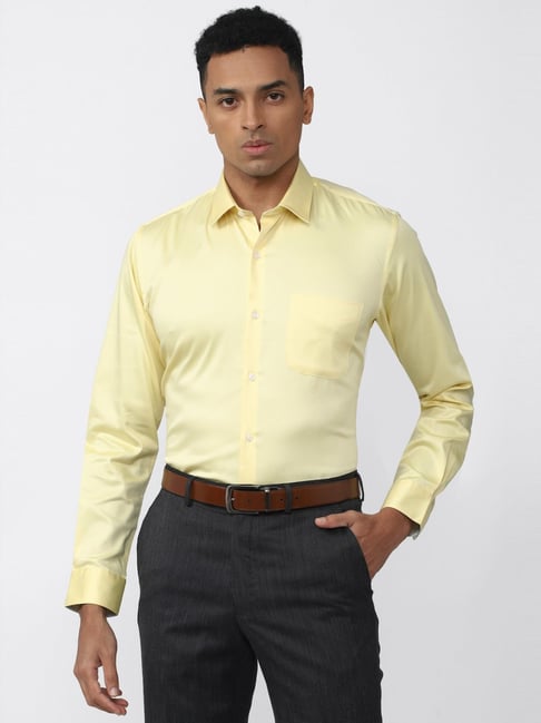 Peter England Yellow Slim Fit Shirt