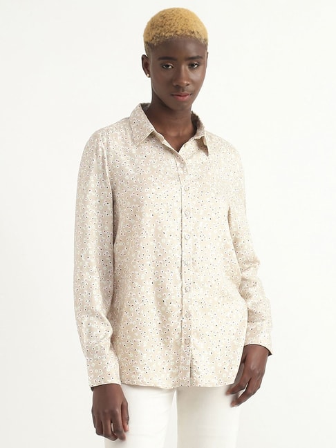 United Colors of Benetton Beige Printed Shirt Price in India