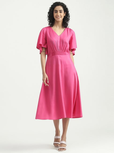 United Colors of Benetton Pink Regular Fit A-Line Dress Price in India