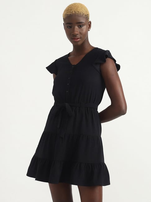 Buy FENJAR Womens Elegance Audrey Hepburn Style Ruched 3/4 Sleeve Midi A-line  Dress, Black, Medium at Amazon.in
