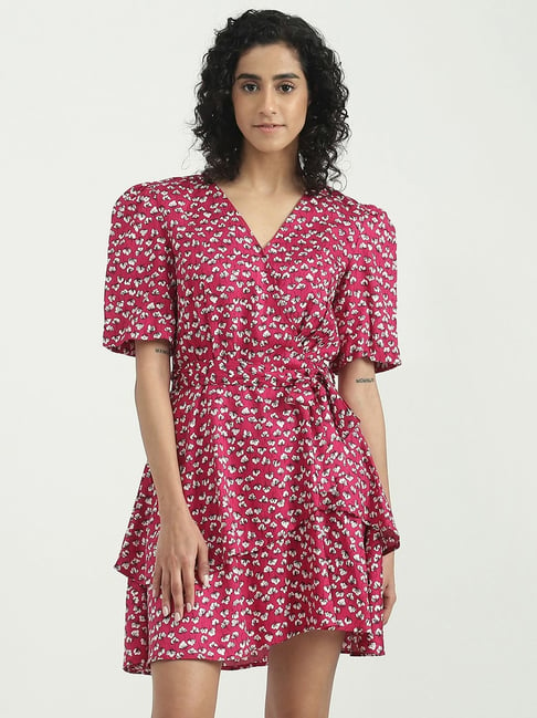 United Colors of Benetton Pink Printed A-Line Dress