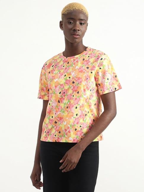 United Colors of Benetton Pink Cotton Printed Top