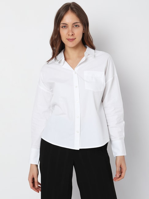 Vero Moda White Cotton Slim Fit Shirt Price in India