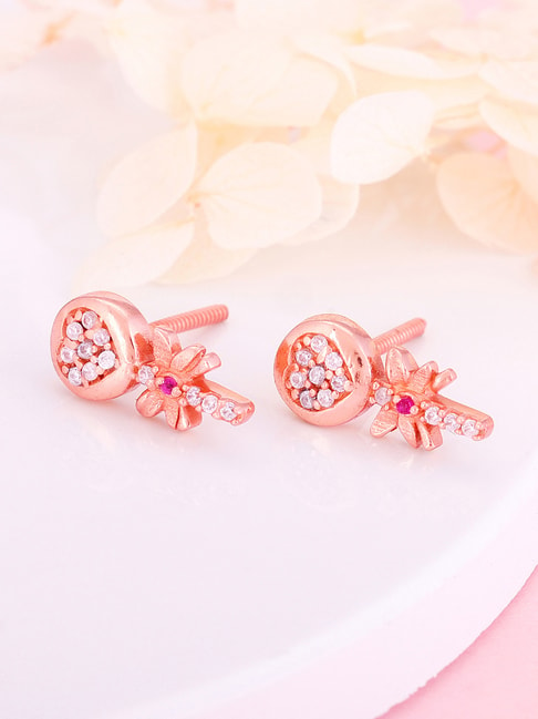 Buy Zavya 925 Silver Radiant Blooms Rose Stud Earrings Online At Best Price   Tata CLiQ