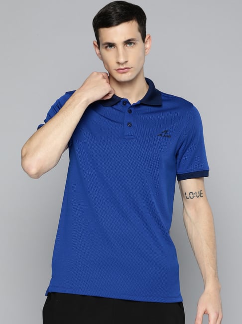 ALCIS Blue Slim Fit Sports Polo T-Shirt