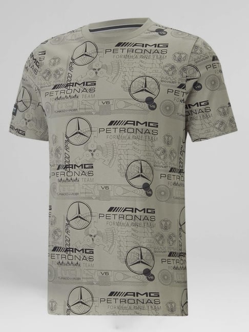 Buy Puma Grey Cotton Regular Fit Printed T-Shirt for Mens Online