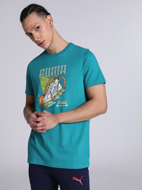 Buy Puma Light Blue Slim Fit Printed Jersey for Mens Online @ Tata CLiQ