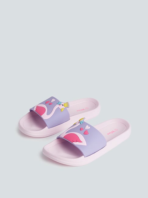 Yellow Kids by Westside Pink Patterned Slides