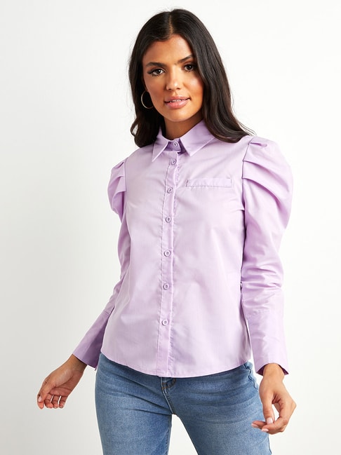 Styli Purple Regular Fit Shirt Price in India
