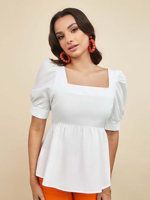 square neck peplum blouse