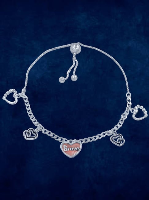 Shivani Rudra Friend Heart Metal Charm Link Chain Bracelet With Lobster  Clasp Silver Metal Bracelet For Boys And Girls