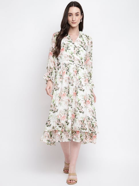 Latin Quarters White Floral Print Midi Dress Price in India