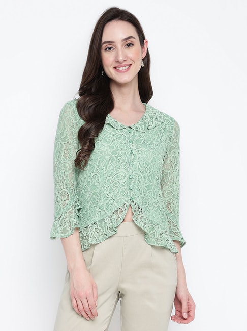 Latin Quarters Green Lace Top Price in India