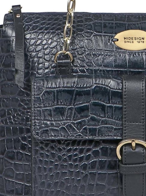 Buy Hidesign Navy Textured Medium Tote Handbag Online At Best Price ...