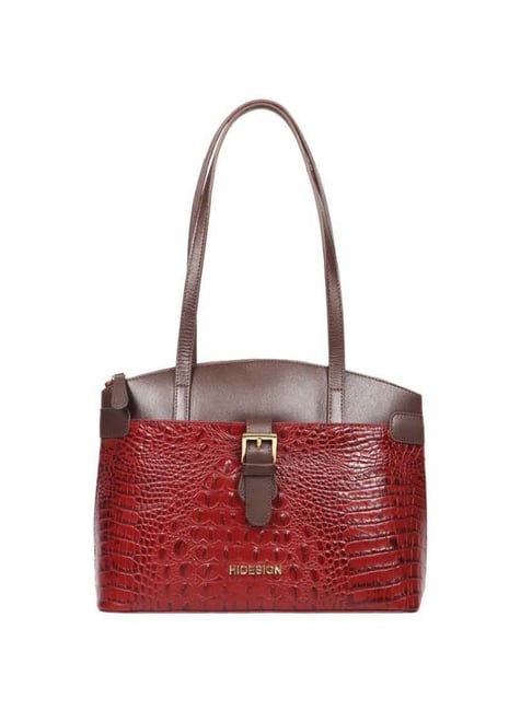 Buy Hidesign Red Textured Medium Tote Handbag Online At Best Price