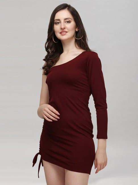 SELVIA Maroon Shift Dress Price in India