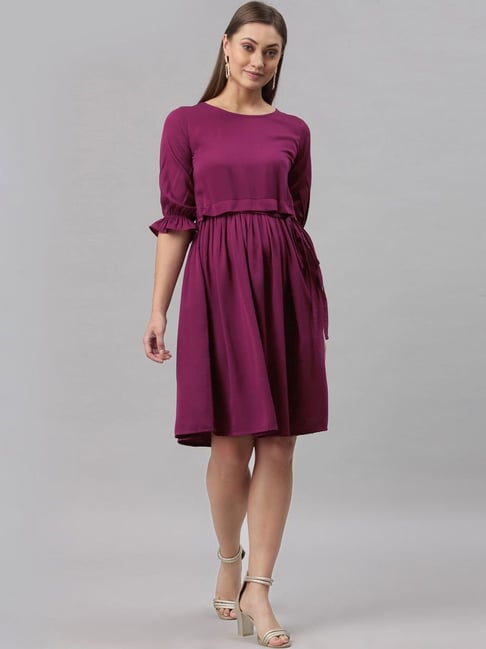 SELVIA Purple A-Line Dress Price in India
