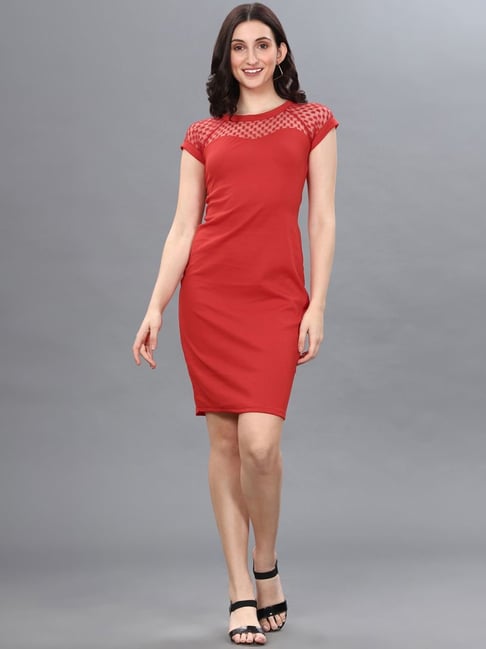 SELVIA Red Shift Dress Price in India