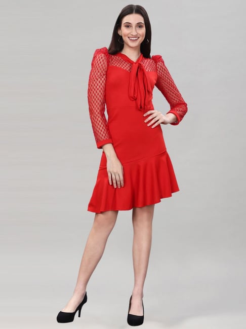SELVIA Red A-Line Dress Price in India