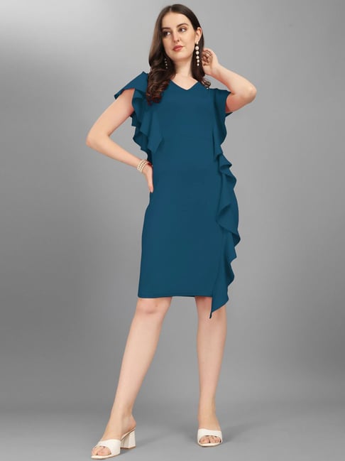 SELVIA Blue Shift Dress Price in India