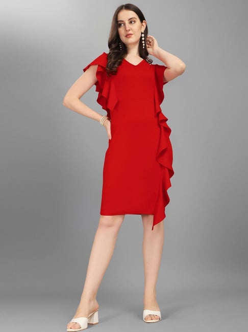 SELVIA Red Shift Dress Price in India