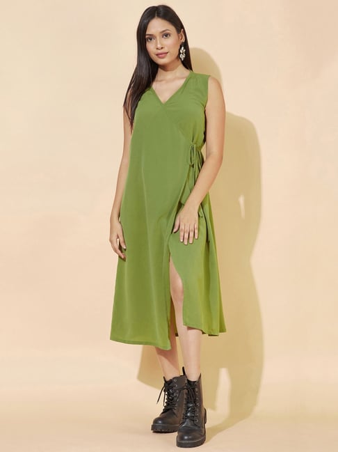 SELVIA Green A-Line Dress Price in India