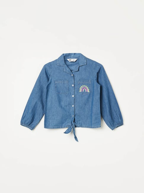 Fame Forever by Lifestyle Kids Blue Solid Full Sleeves Shirt