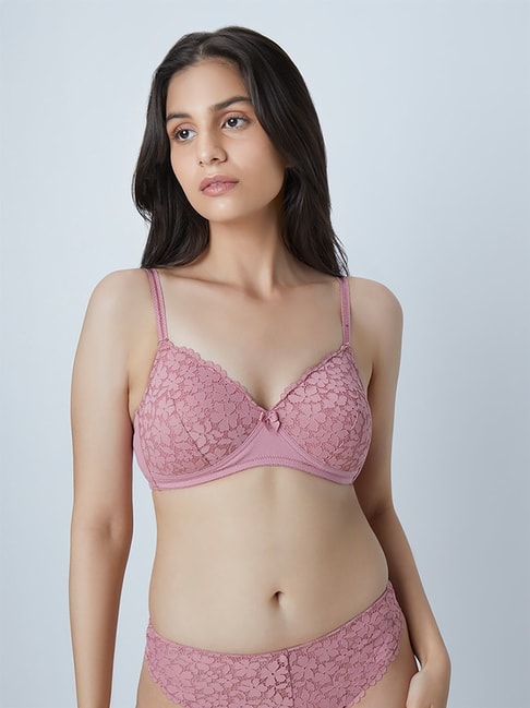 Wunderlove by Westside Dusty Pink Lace Design Padded Bra Price in India
