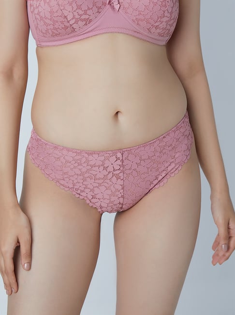 Wunderlove by Westside Dusty Pink Lace Design Briefs Price in India