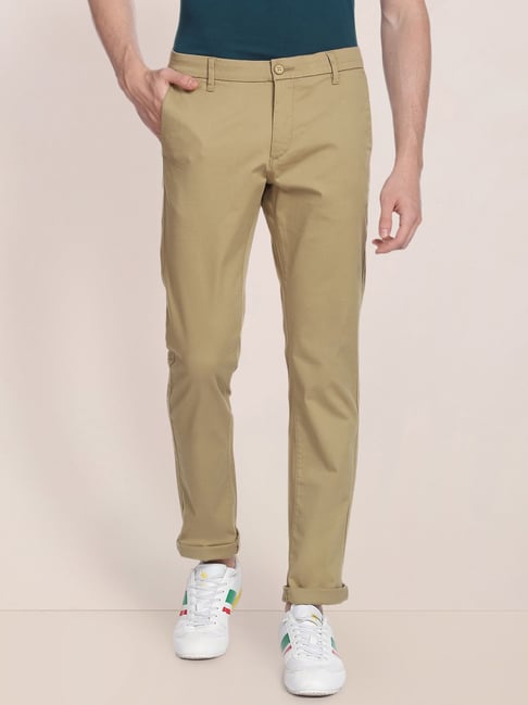 U S Polo Assn U.S. Polo Assn. Brown Cotton Slim Fit Herringbone Chinos