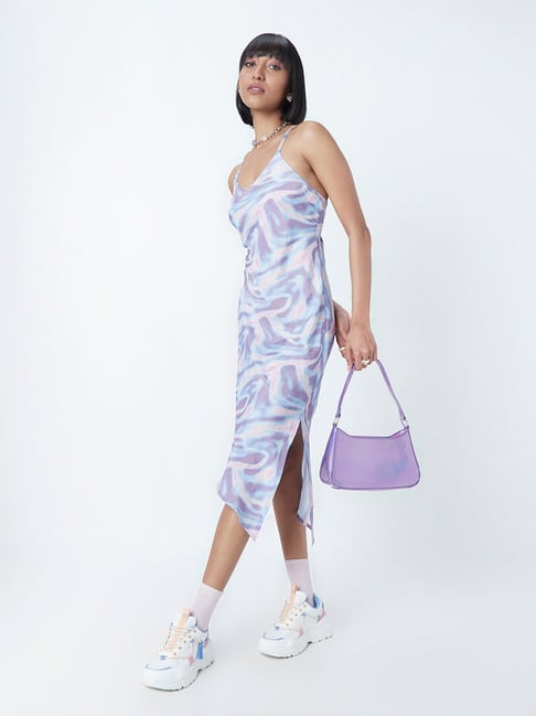 Nuon by Westside Lavender Printed Asymmetric Dress Price in India