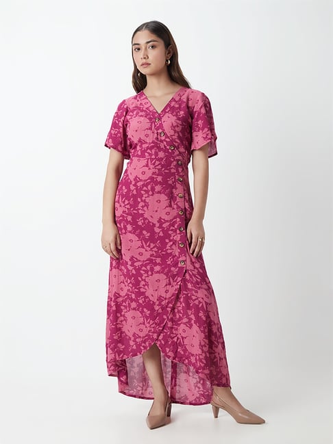 LOV by Westside Magenta Floral-Printed Dress Price in India