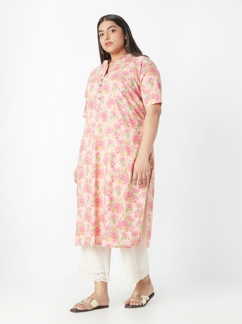 Diza Curves by Westside Pink Floral Patterned Straight Kurta Price in India
