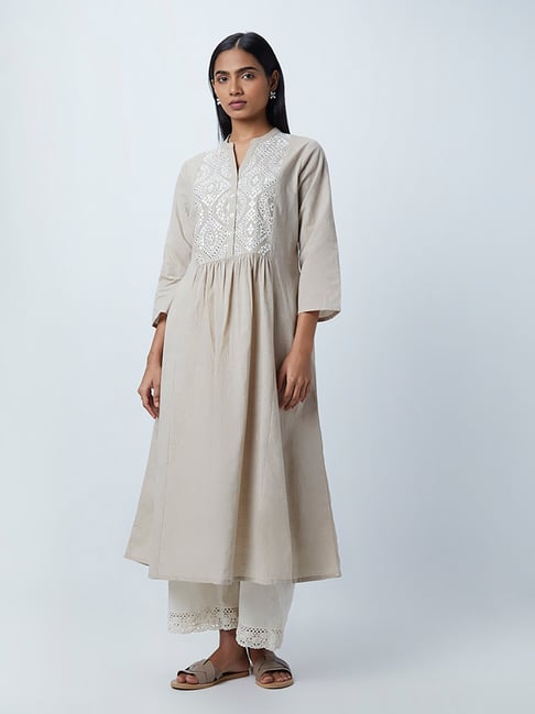 Utsa By Westside Off-White Embroidered Fit-and-Flare Kurta Price In ...