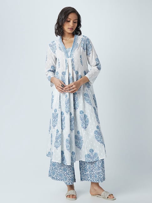 Zuba by Westside Blue A-Line Floral Patterned Kurta Price in India