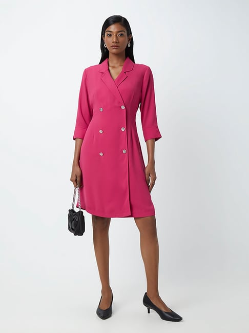 Wardrobe by Westside Magenta Blazer Dress Price in India