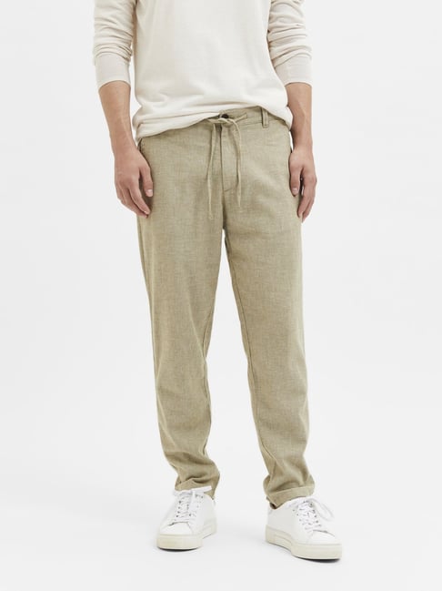 Men Casual Solid Cotton Linen Long Pants Pockets Drawstring Beach Baggy  Trousers | eBay