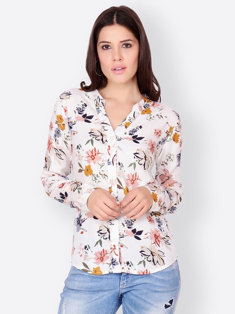 Cation White Printed Shirt Price in India