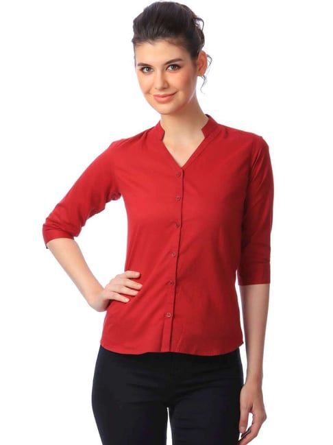 Cation Maroon Cotton Shirt-picture-23