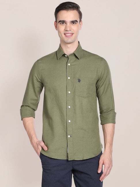 Us polo olive green hot sale shirt