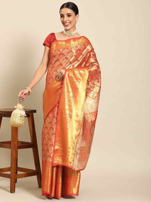 Buy Orange Patola Silk Saree Online in USA| Embroidered Zari Border – Pure  Elegance
