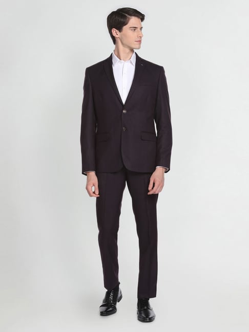 Arrow Purple Slim Fit Heathered Two Piece Suit