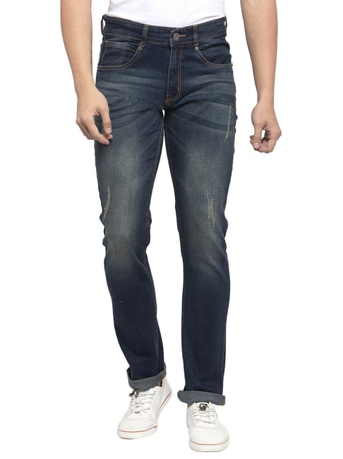 Allen cooper Blue Regular Fit Distressed Jeans-picture-29