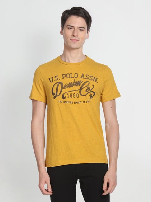 U S Polo Assn U.S. Polo Assn. Yellow Cotton Fitted - Regent Printed T-Shirt