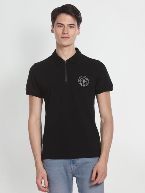 U S Polo Assn U.S. Polo Assn. Black Cotton Fitted - Regent Polo T-Shirt